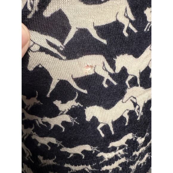 *FIRM* Tory Burch Wool Horse Equestrian Print Big Button Cardigan Small READ - Picture 5 of 8